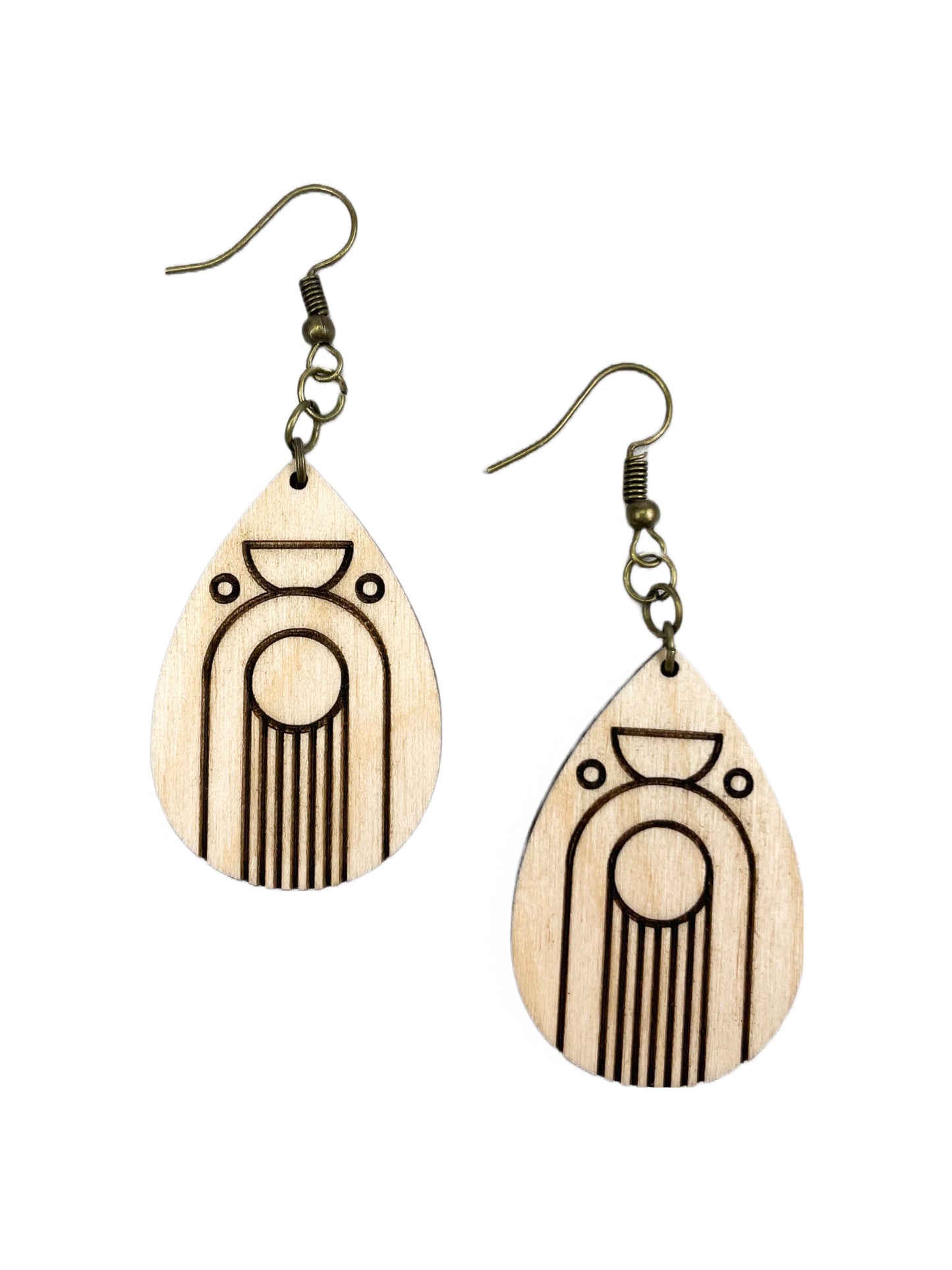 Art Deco Modern Rainfall Wooden Earrings