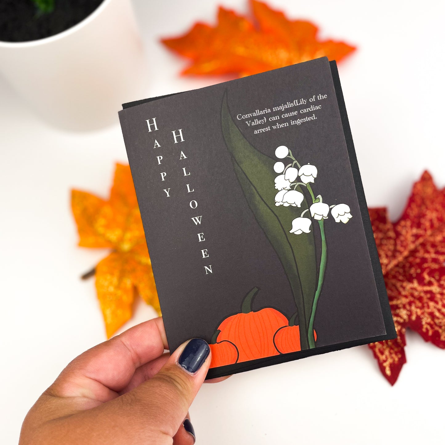 Happy Halloween Greeting Card with Lily of the Valley