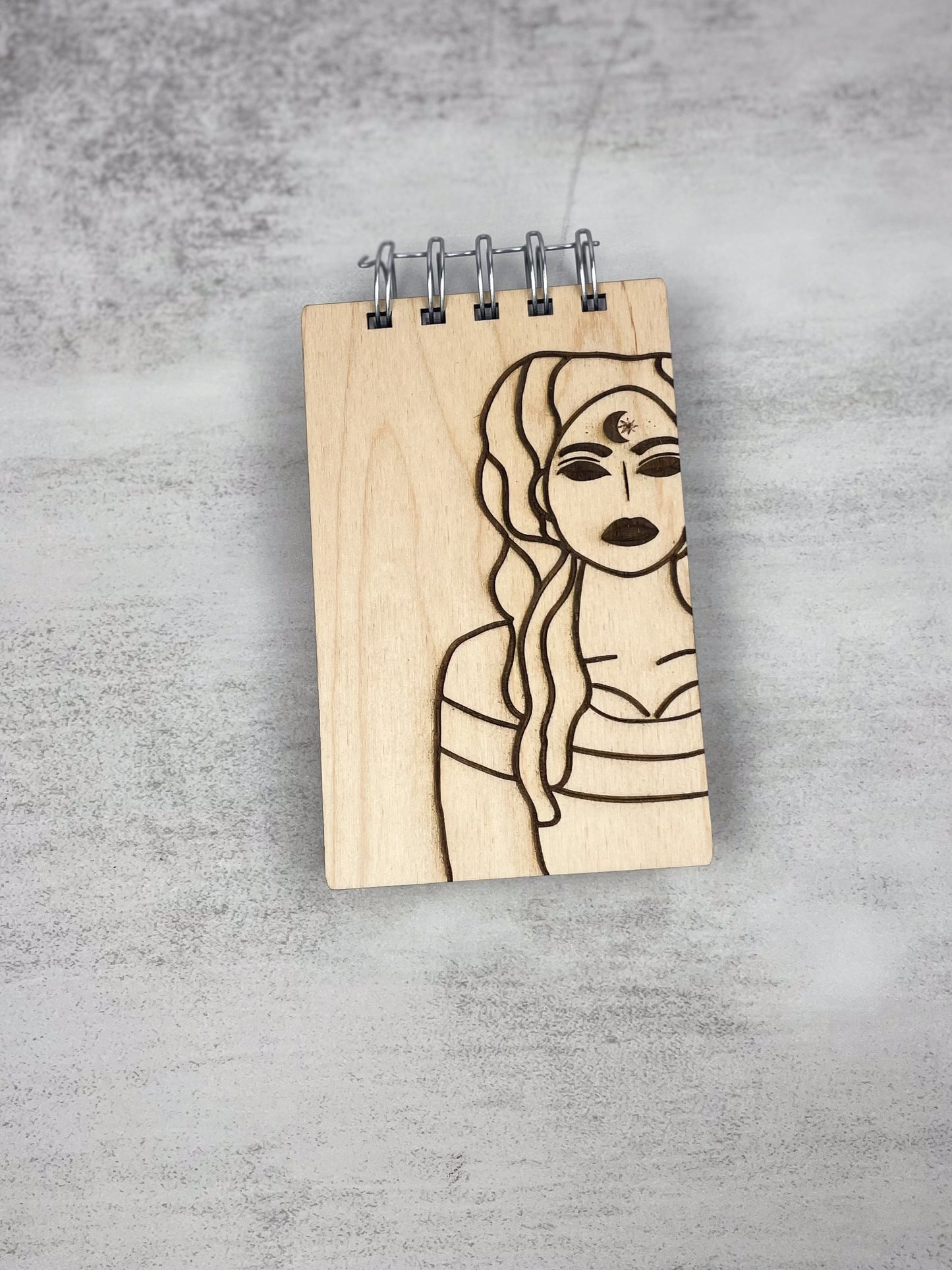 Handcrafted Wooden Notepad: Goddess