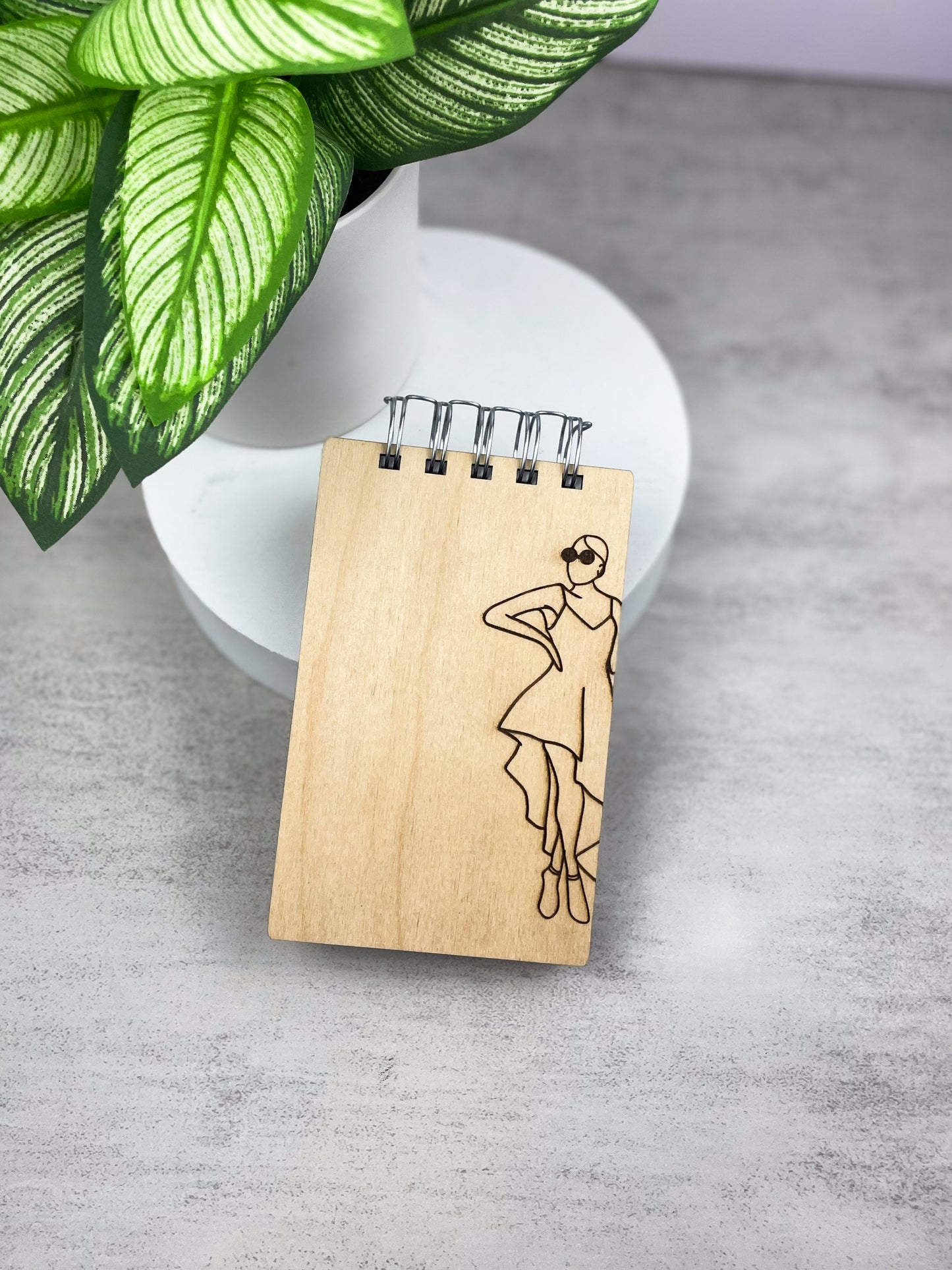 Handcrafted Wooden Notepad: Confident and Unaffected Woman (Not stained)