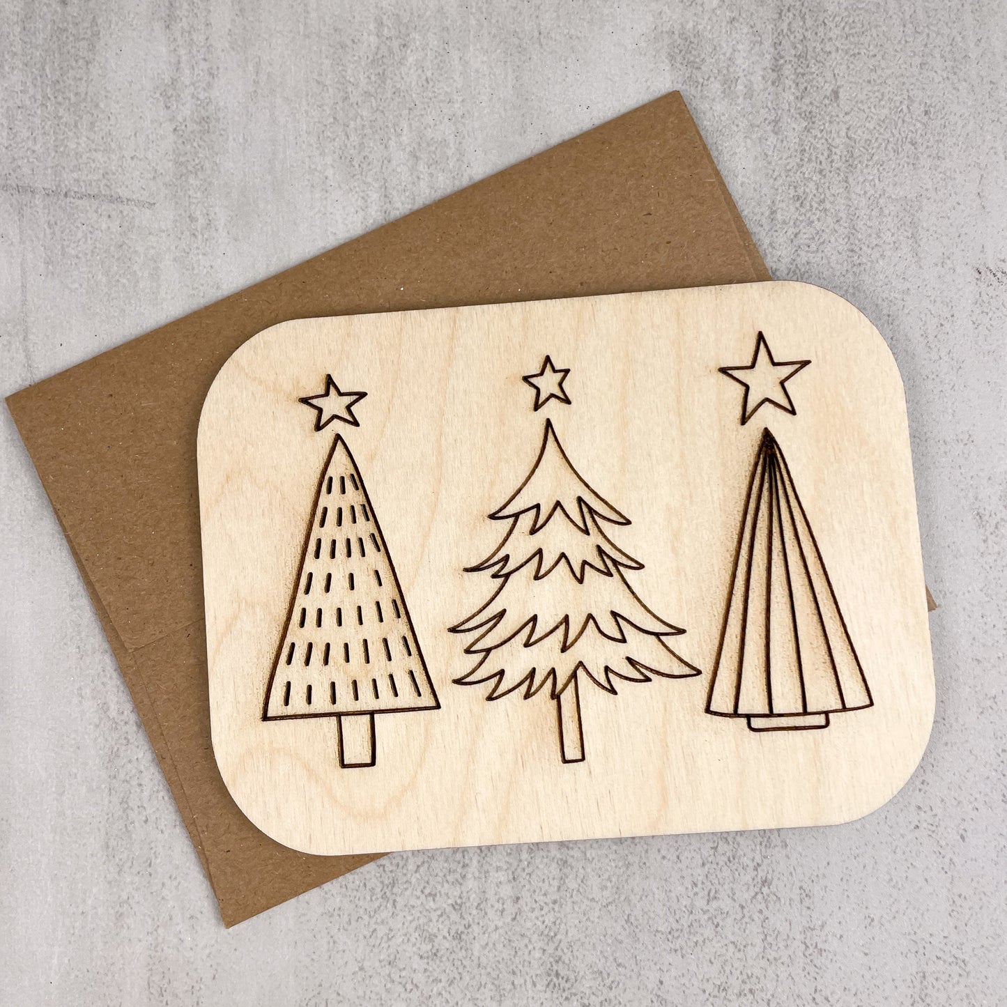 Wooden Greeting Card: Christmas Trees Card