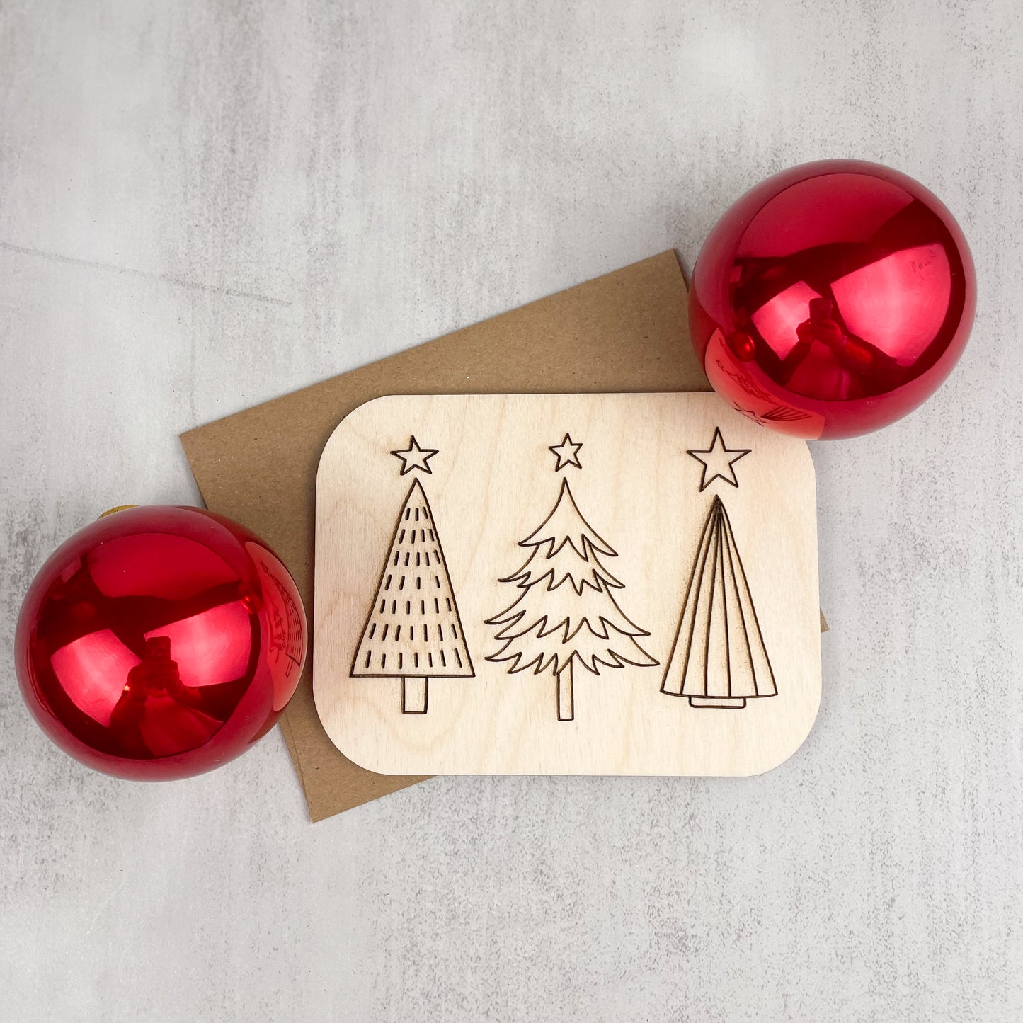 Wooden Greeting Card: Christmas Trees Card