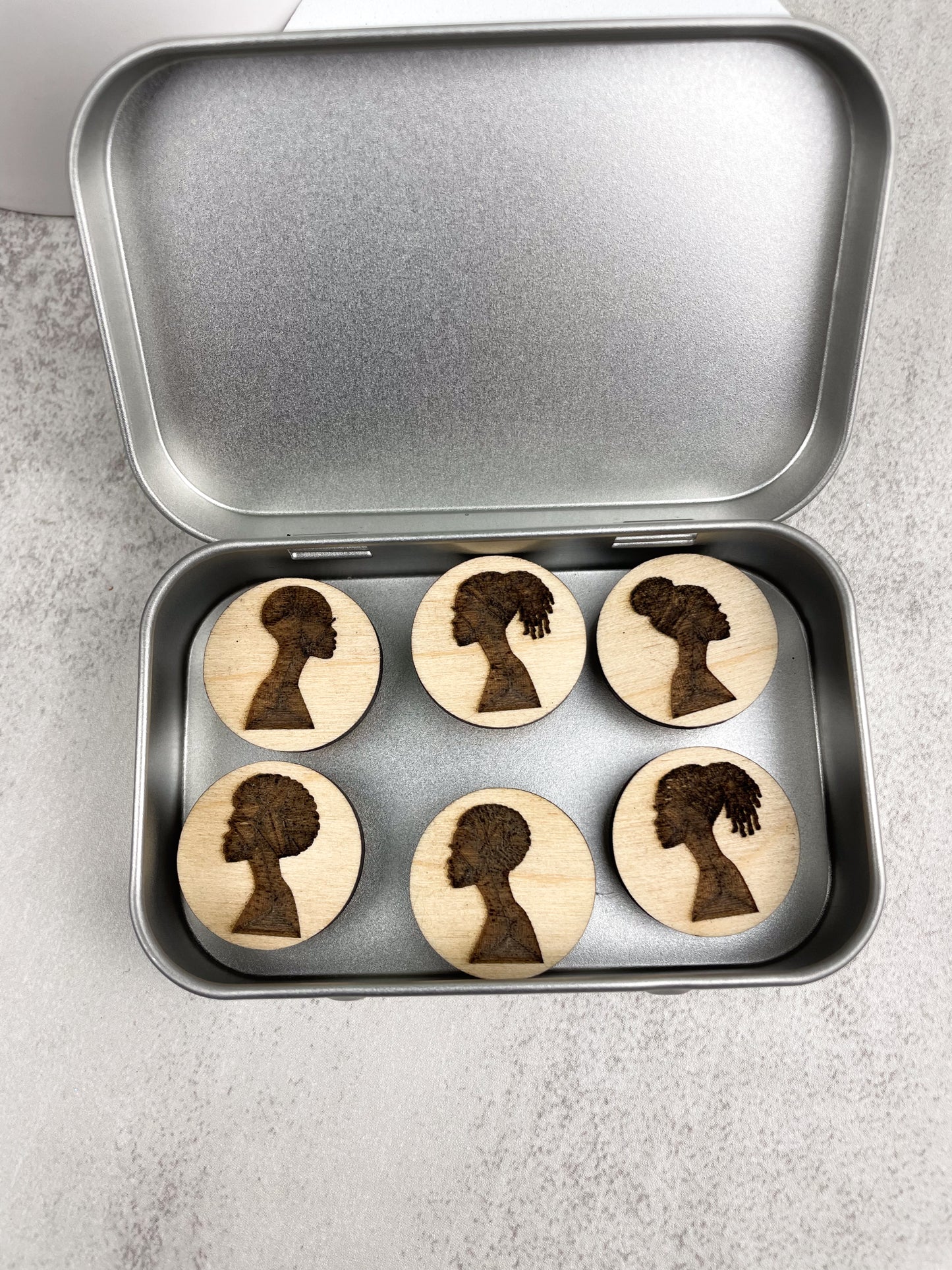 Black Women Silhouette Wooden Magnets