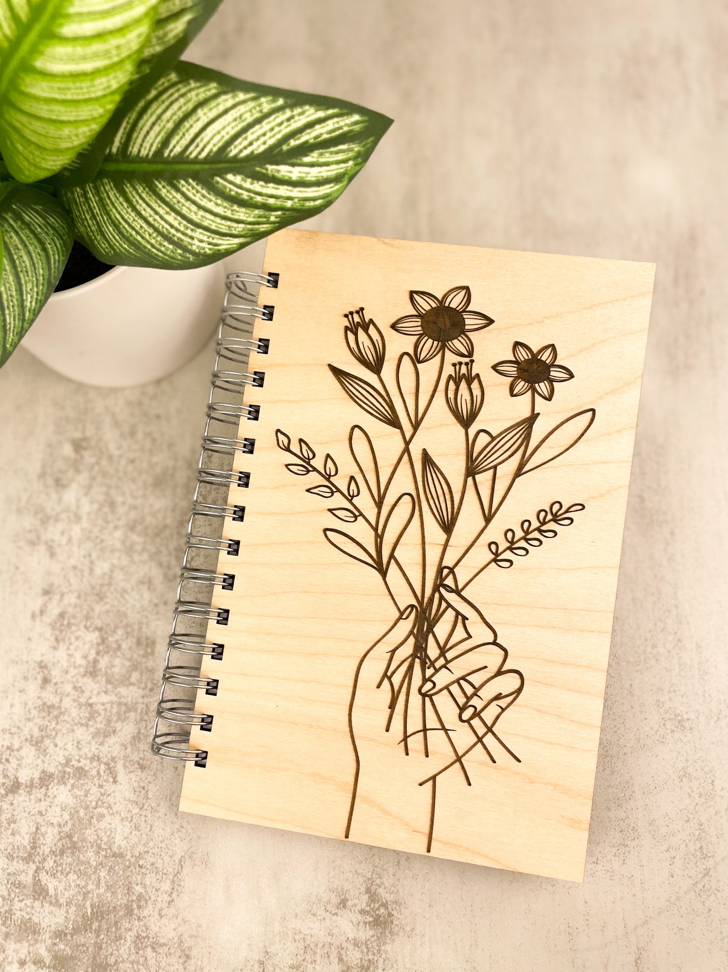 Bouquet of Flowers Wooden Journal