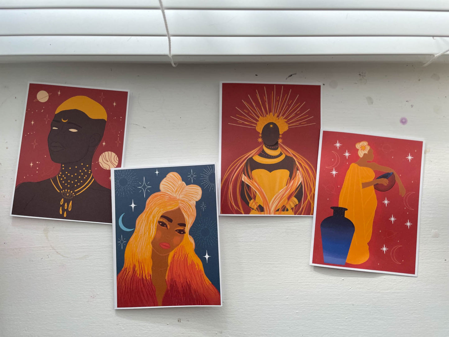 Goddess of the stars, Celestial Greeting Cards, Cards for Black and Brown Women