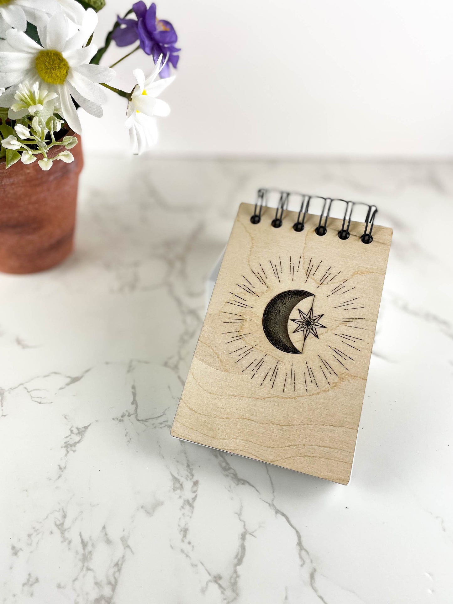 Handcrafted Wooden Notepad with the stars and moon