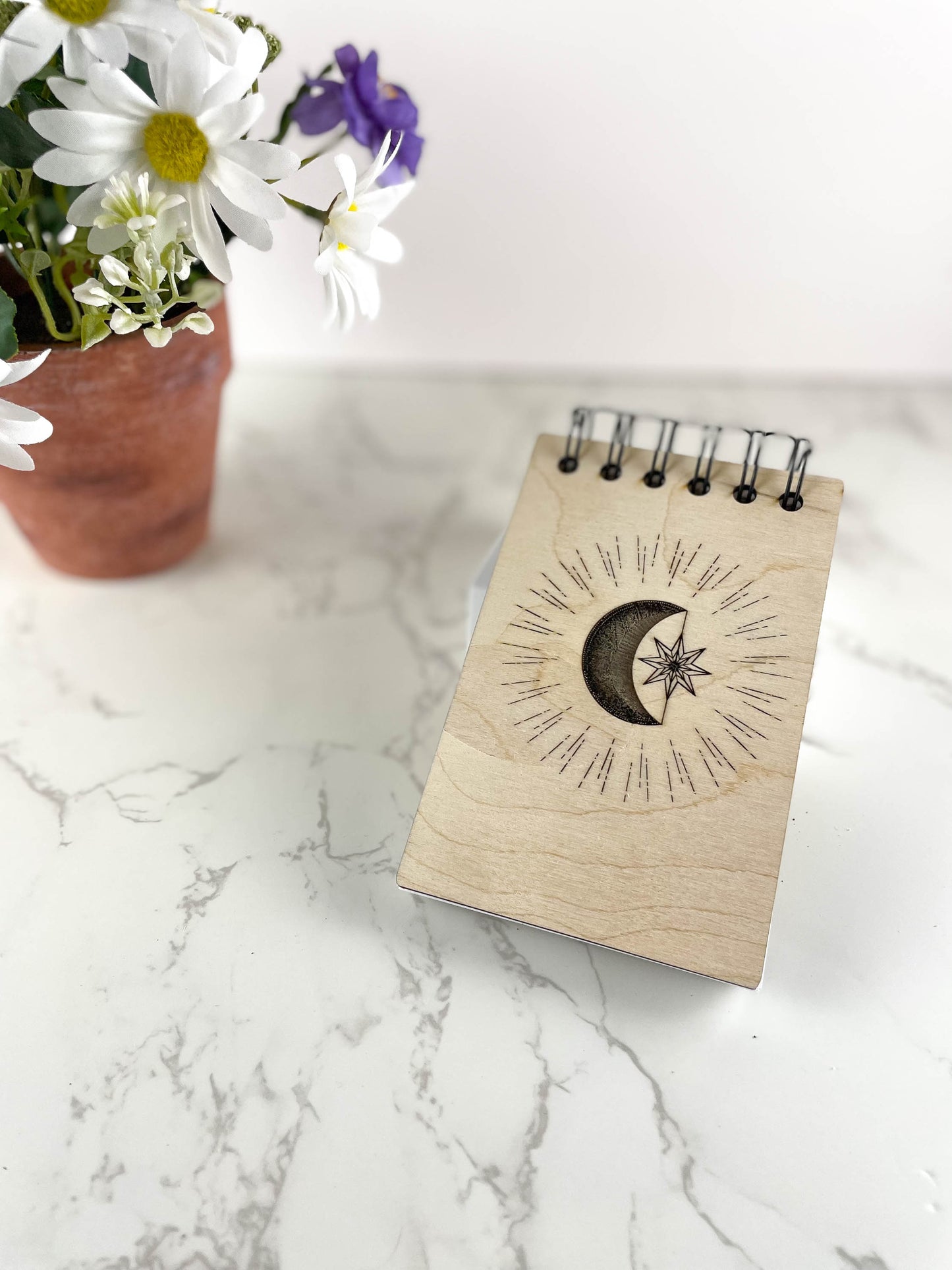 Handcrafted Wooden Notepad with the stars and moon