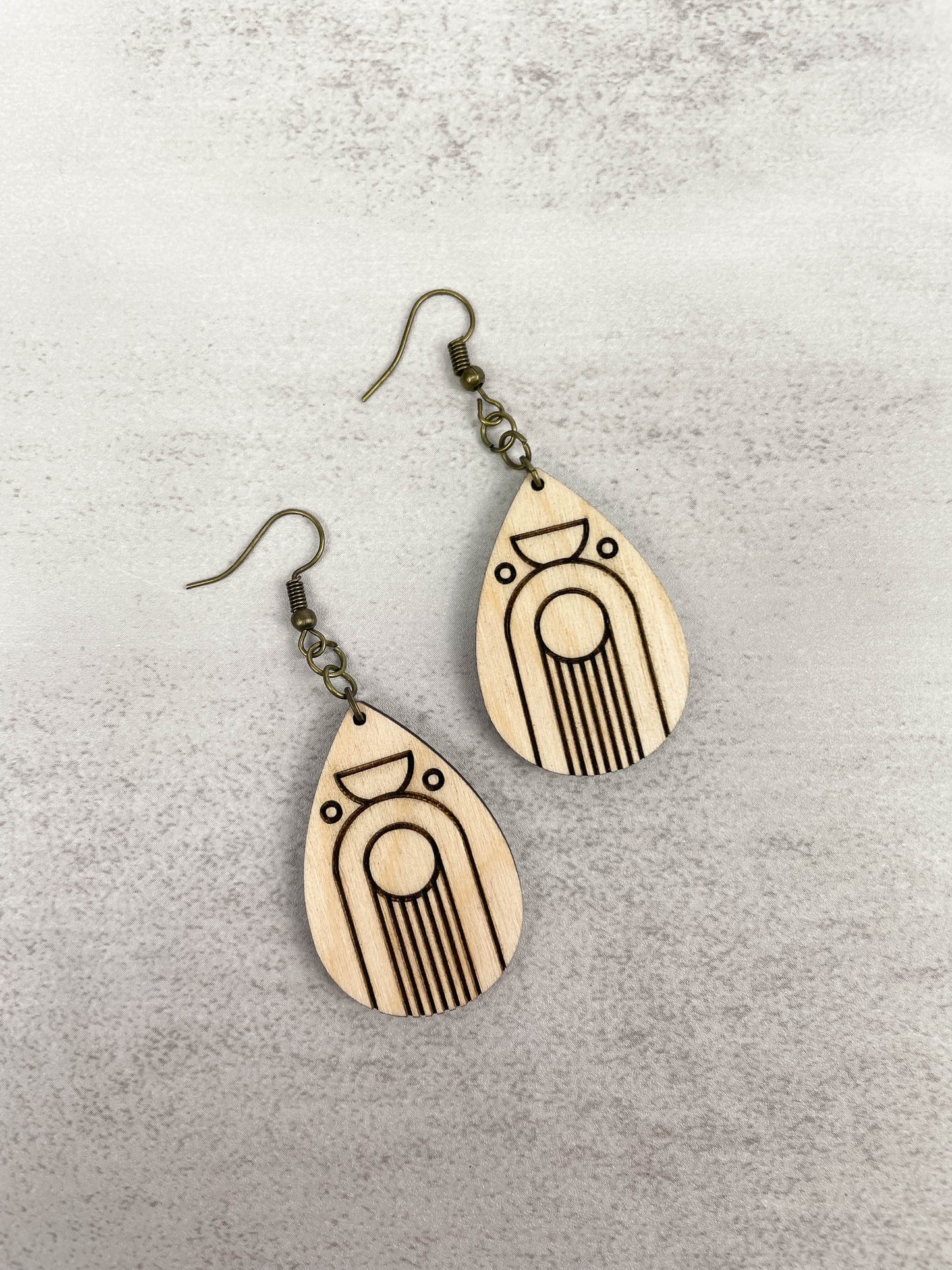 Art Deco Modern Rainfall Wooden Earrings