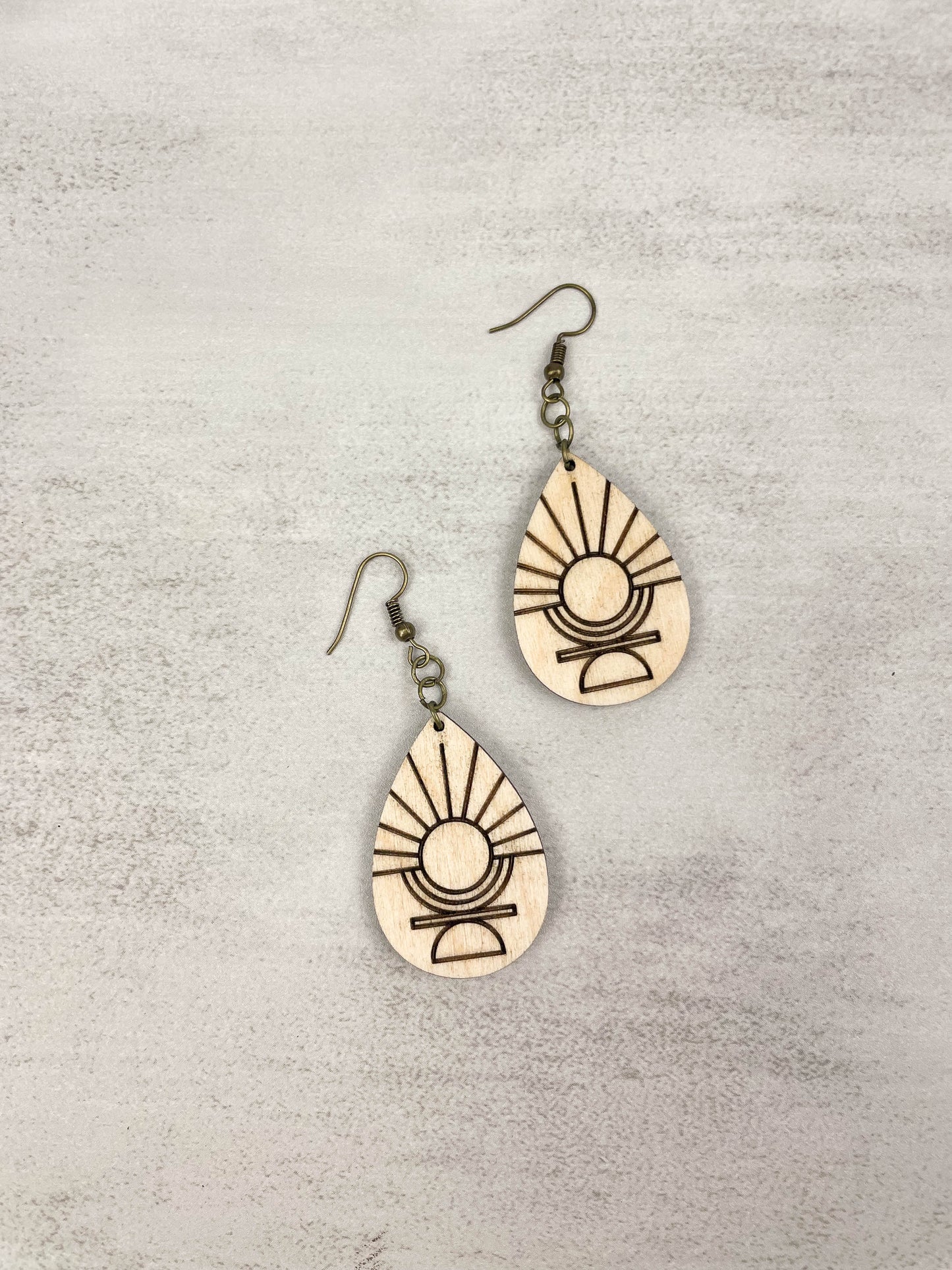 Art Deco Sun Wooden Earrings