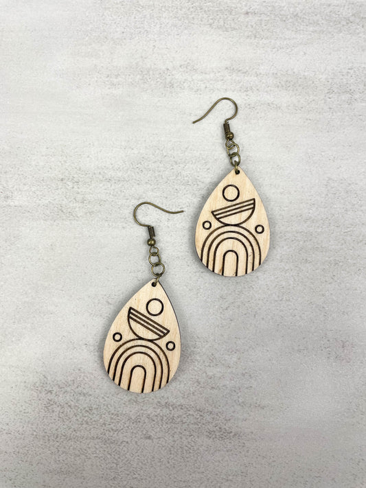 Art Deco Modern Boat Wooden Earrings