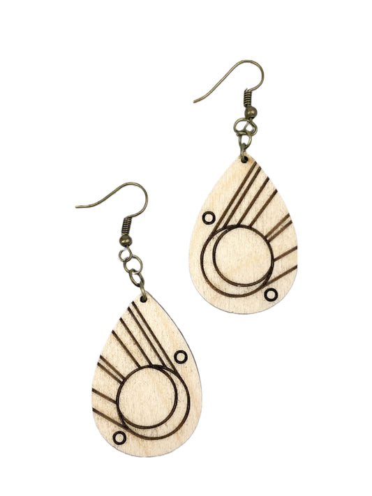 Art Deco Sunshine Wooden Earrings