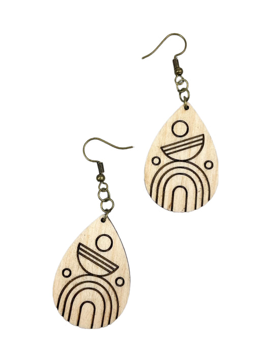 Art Deco Modern Boat Wooden Earrings
