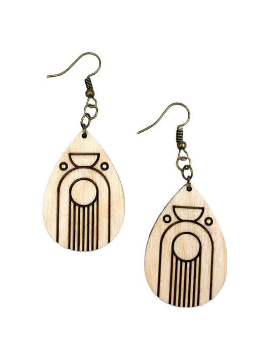 Art Deco Modern Rainfall Wooden Earrings