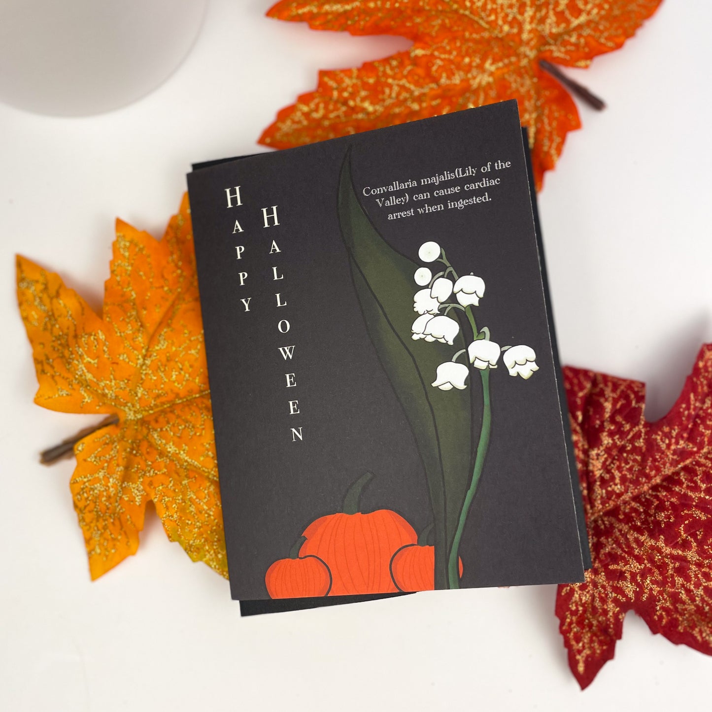 Happy Halloween Greeting Card with Lily of the Valley