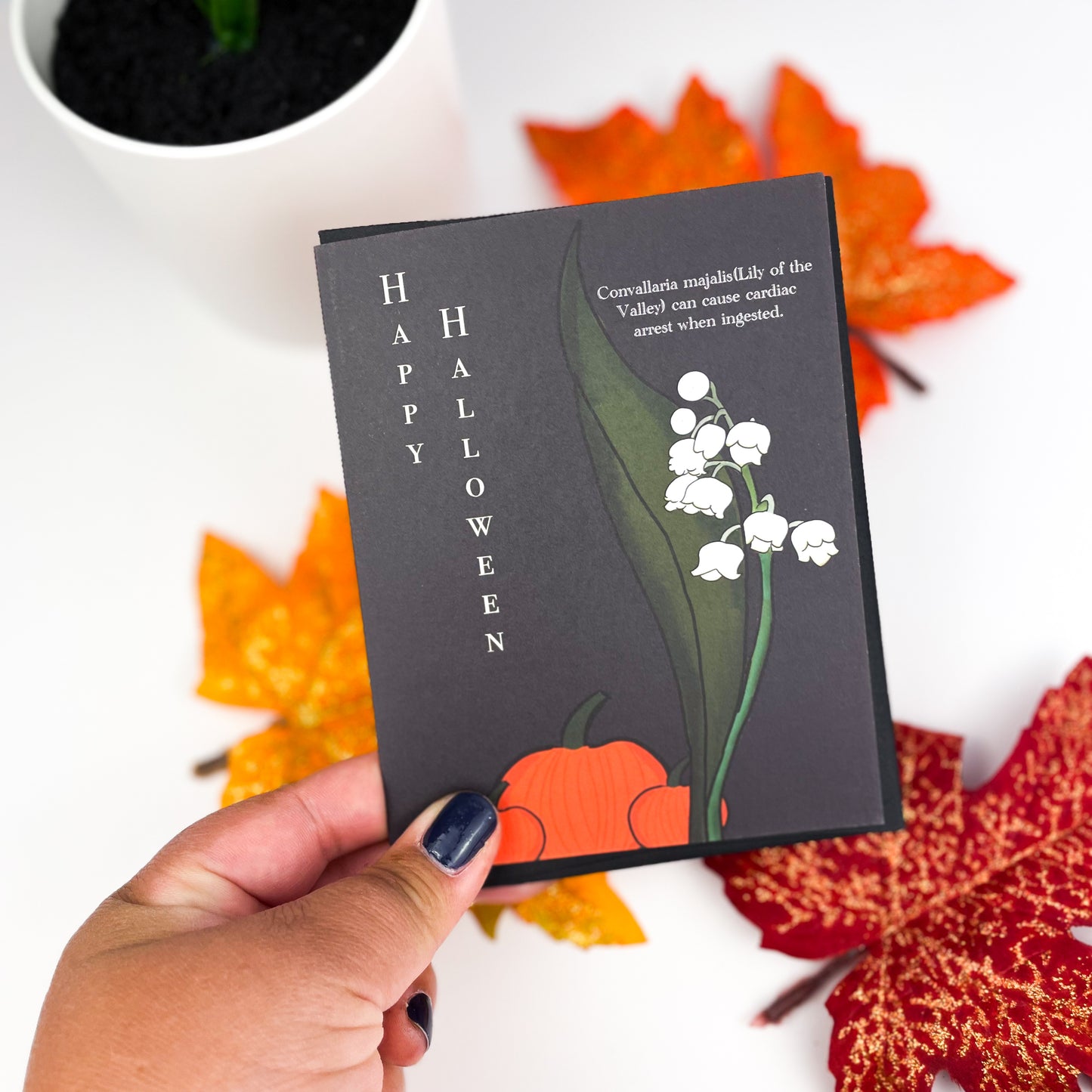 Happy Halloween Greeting Card with Lily of the Valley