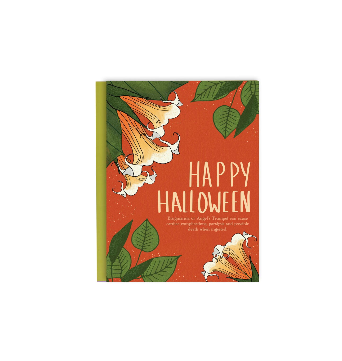 Happy Halloween Greeting Card with Angel's Trumpet