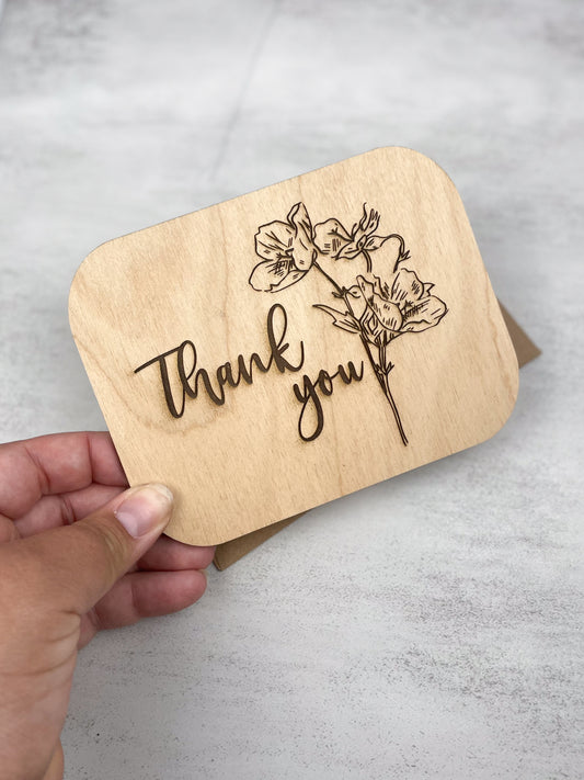 Wooden Greeting Card: Thank You