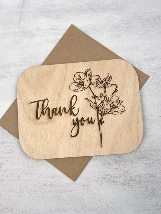 Wooden Greeting Card: Thank You