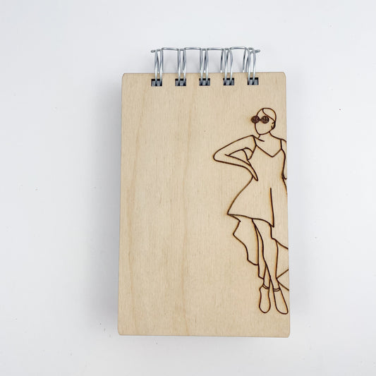 Handcrafted Wooden Notepad: Confident and Unaffected Woman (Not stained)