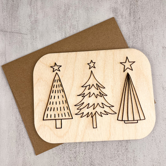 Wooden Greeting Card: Christmas Trees Card