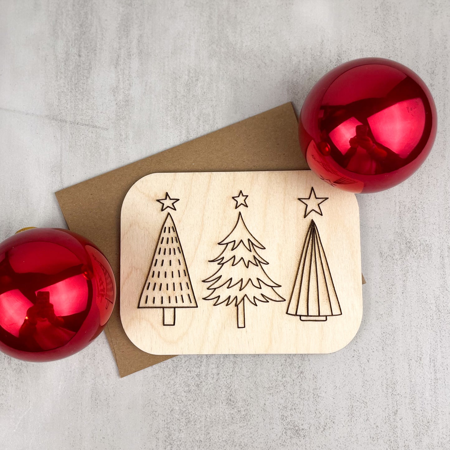 Wooden Greeting Card: Christmas Trees Card