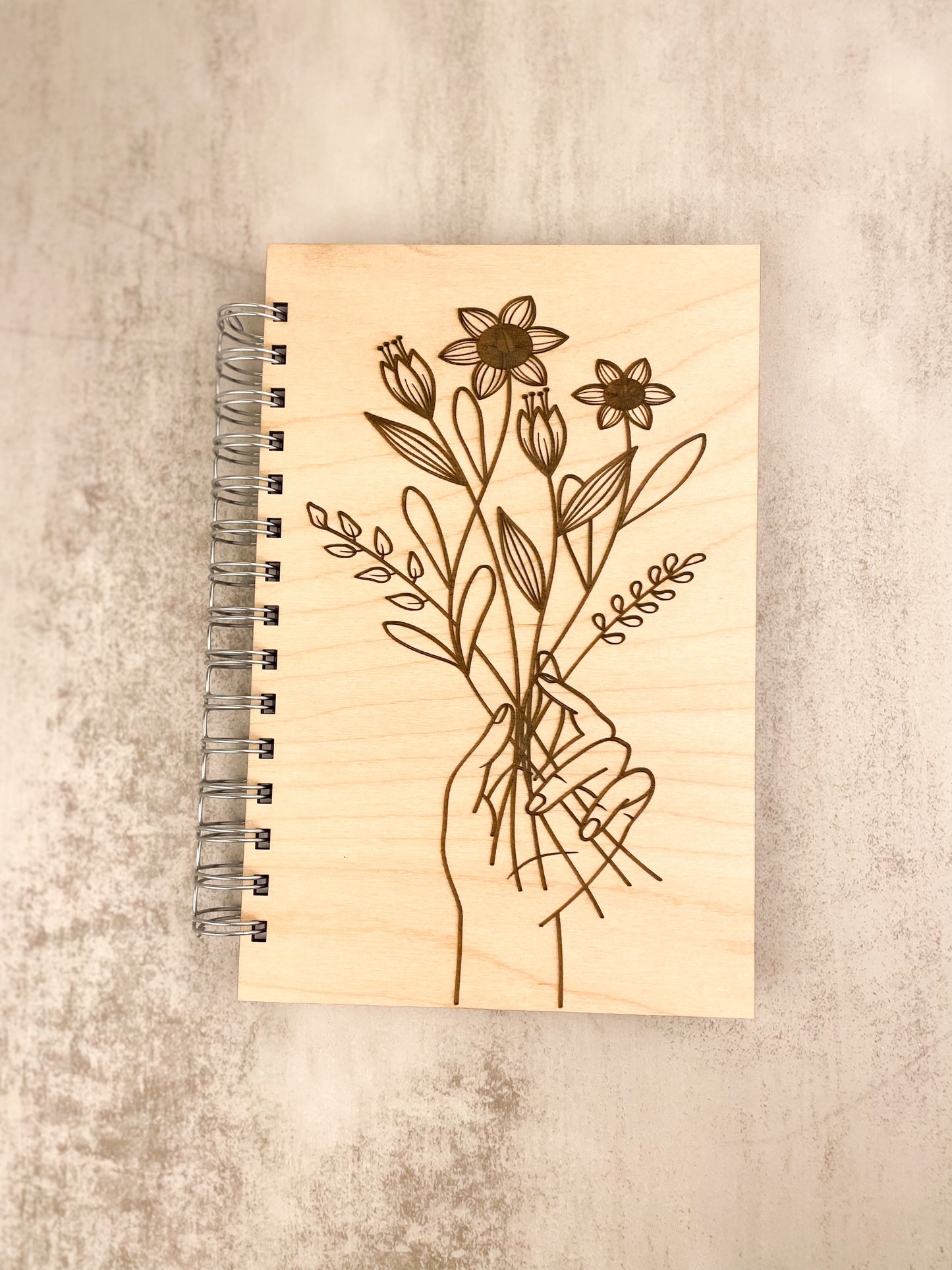 Bouquet of Flowers Wooden Journal