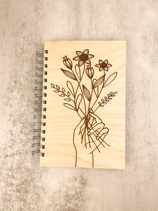 Bouquet of Flowers Wooden Journal