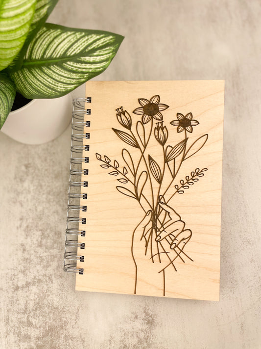 Bouquet of Flowers Wooden Journal