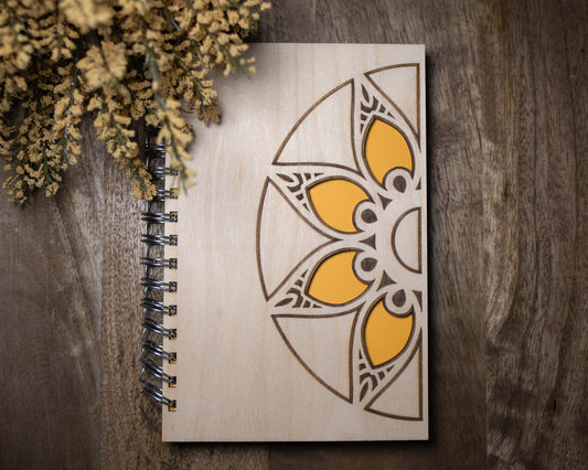 Yellow Mandala Wooden Journal