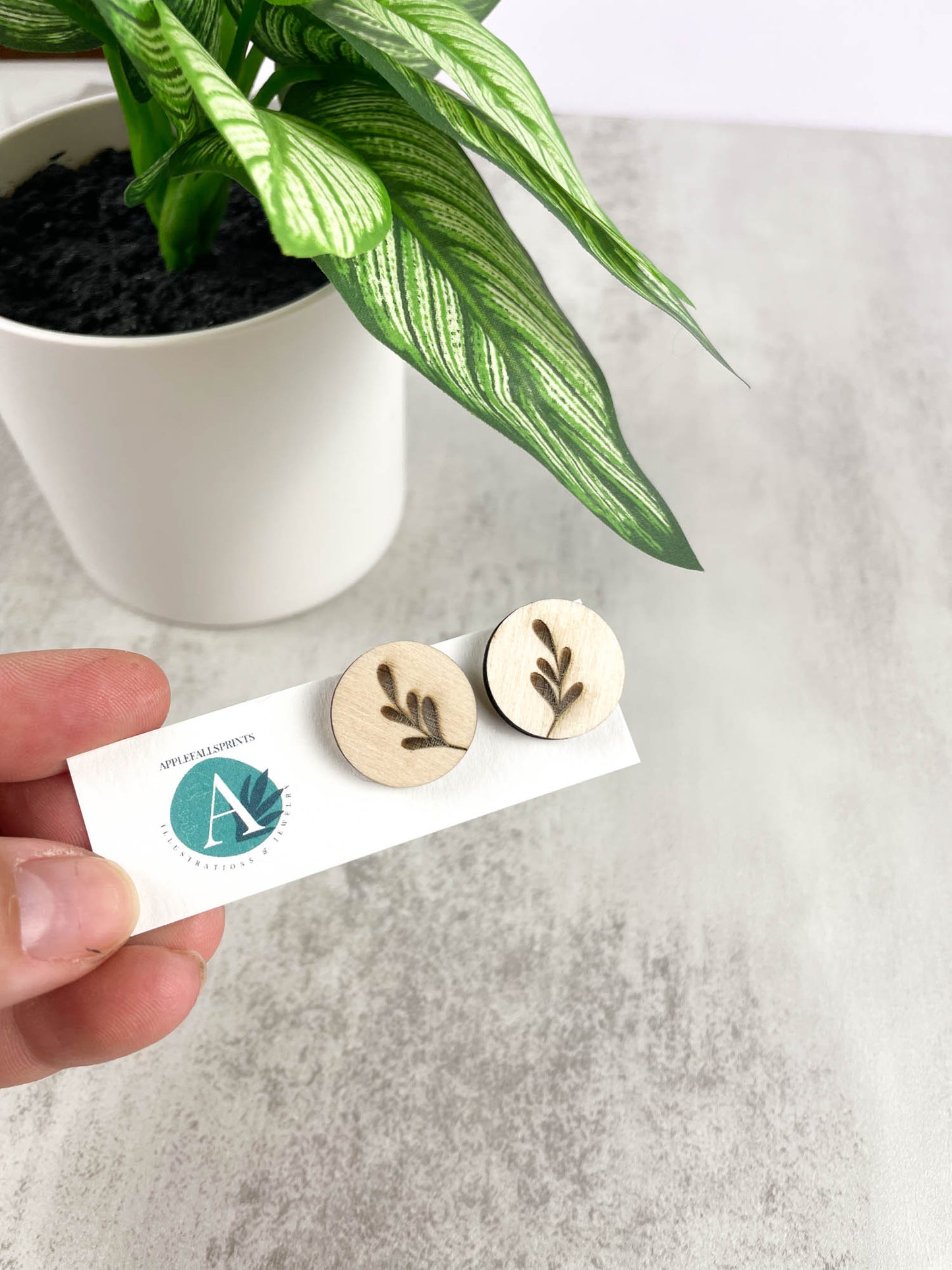 Leaf Wooden Stud Earrings