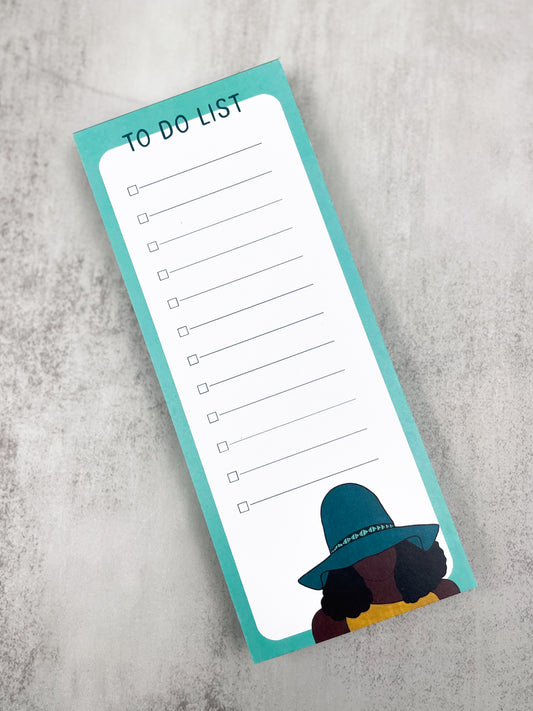 Woman in Hat To Do List Notepad