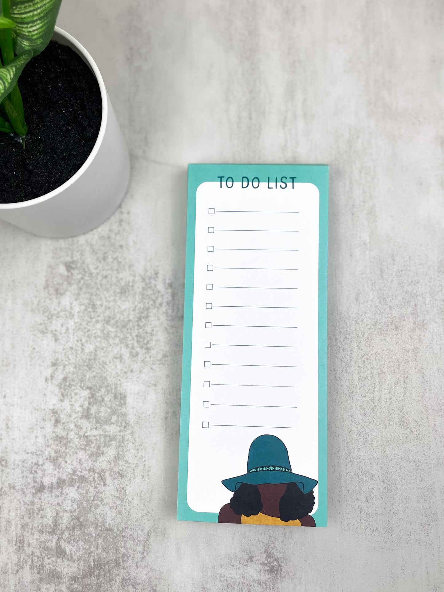 Woman in Hat To Do List Notepad
