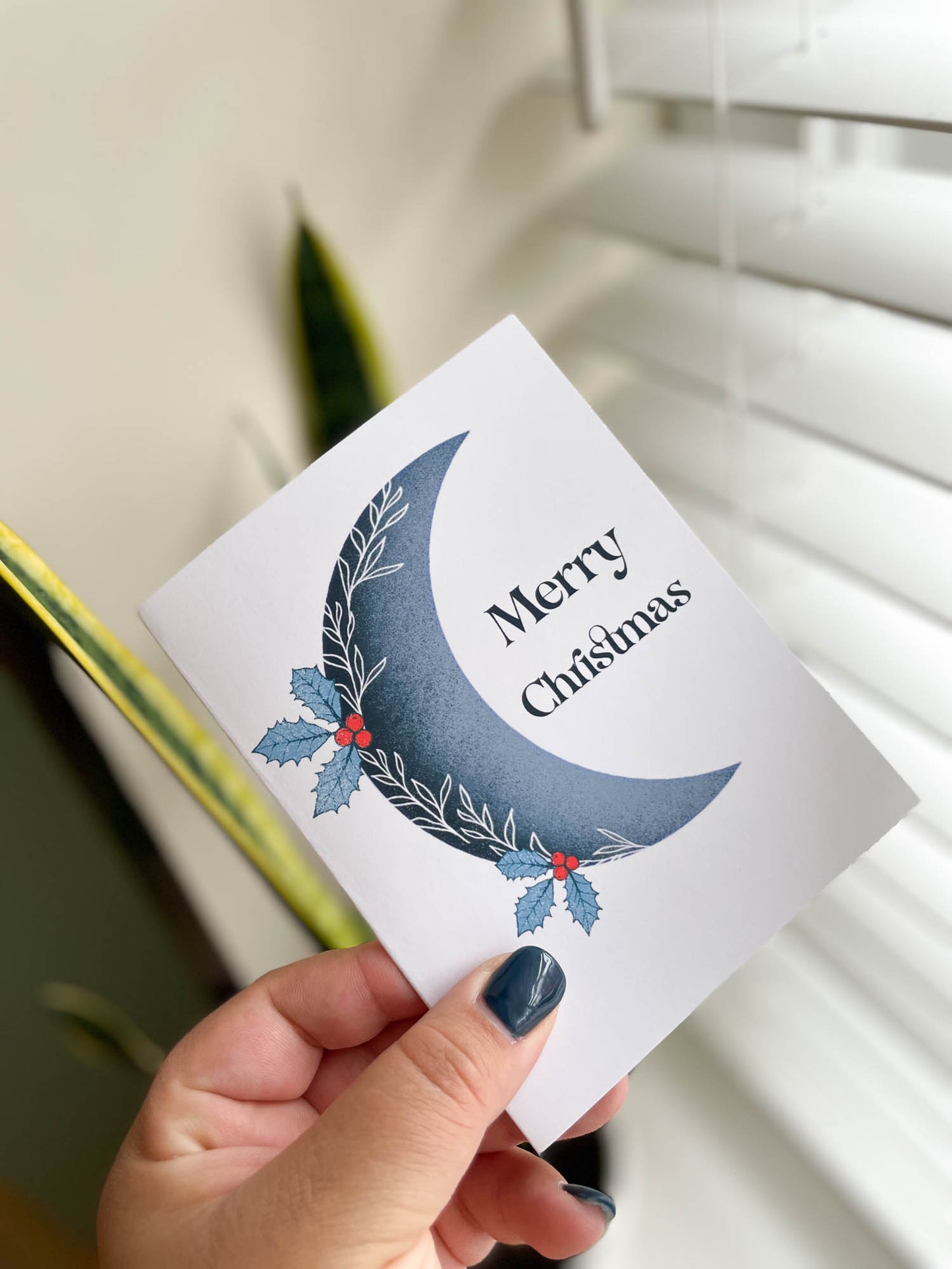 Crescent Moon Christmas Greeting Card