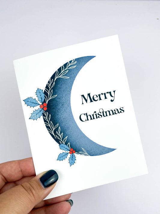 Crescent Moon Christmas Greeting Card