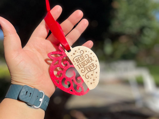 Best Teacher Ever Christmas Ornament, Teacher Gifts
