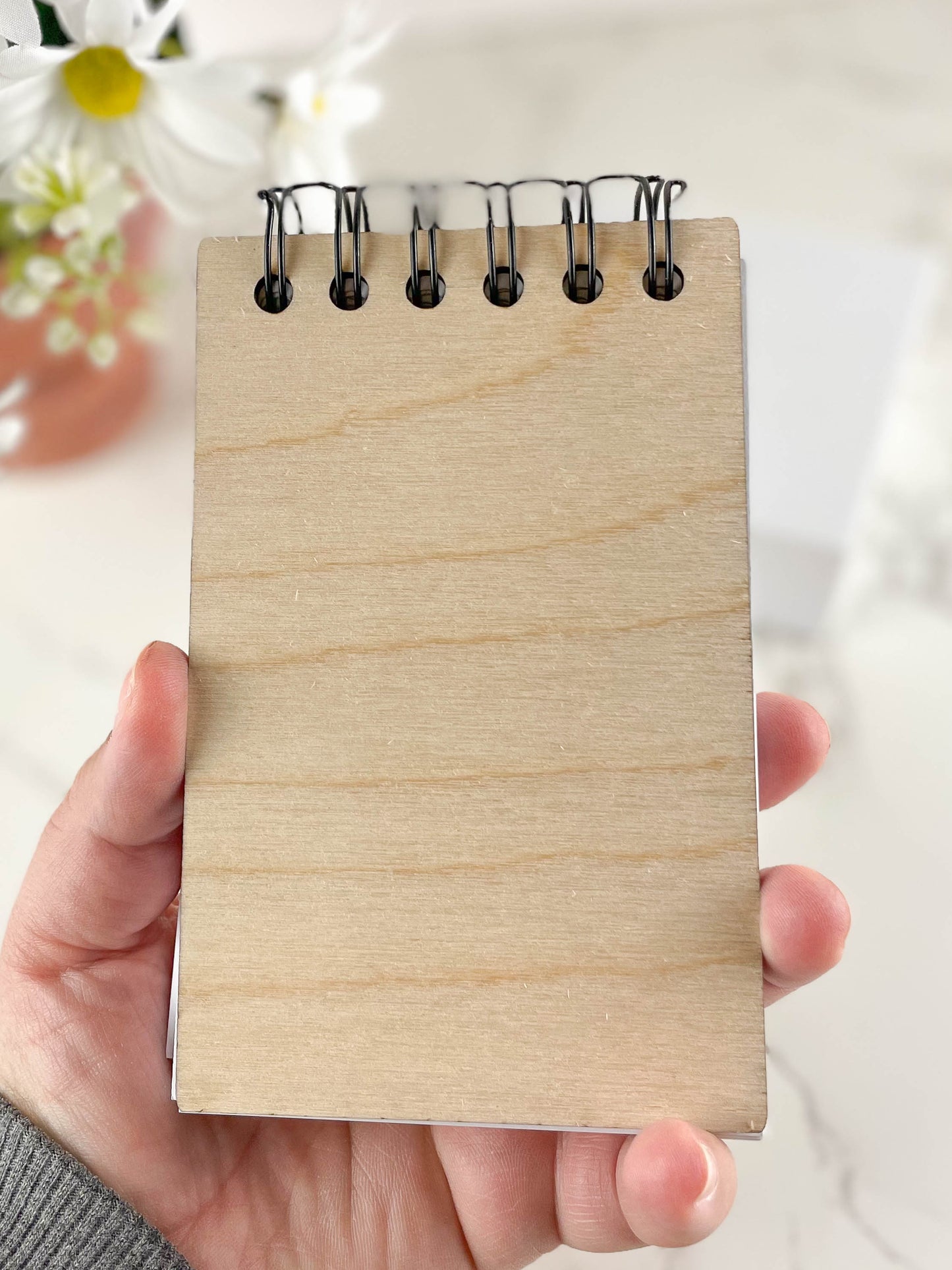 Handcrafted Wooden Notepad: Handpicked Flowers