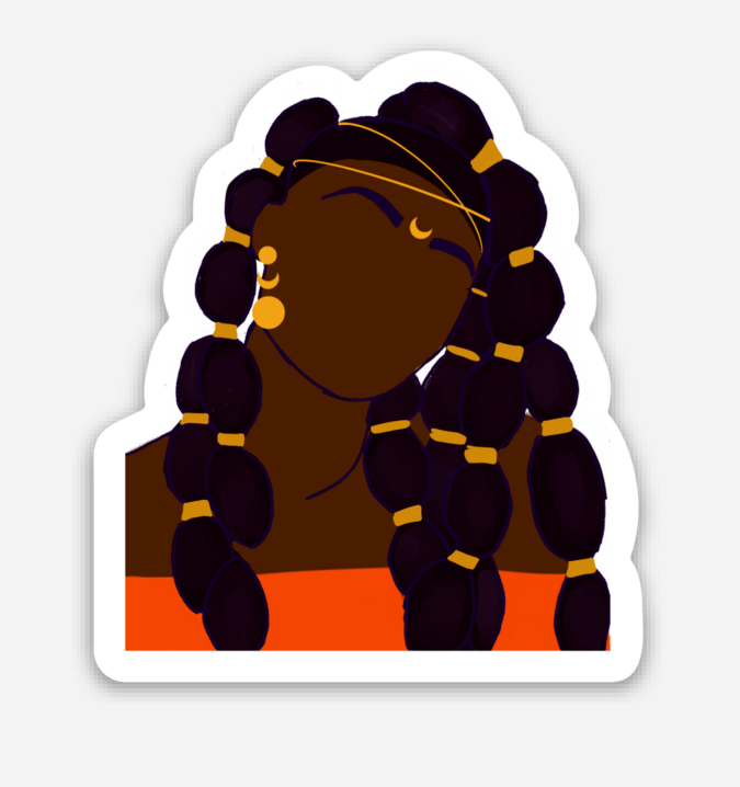 Goddess of the Moon Stickers, Brown girls in stickers, stickers for laptops, AfroLatina Artist