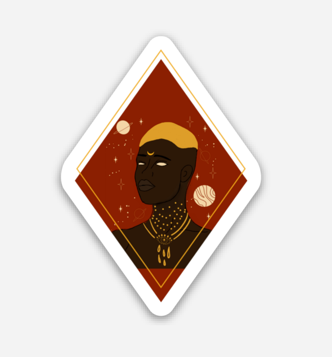 Goddess of Future Stickers, Celestial, Brown girls in stickers, stickers for laptops, Black Artist